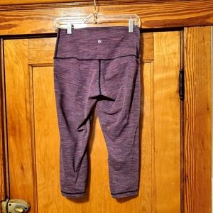 Lululemon Winder Under II High Rise Crop Leggings in Diamond Jacquard Purple.